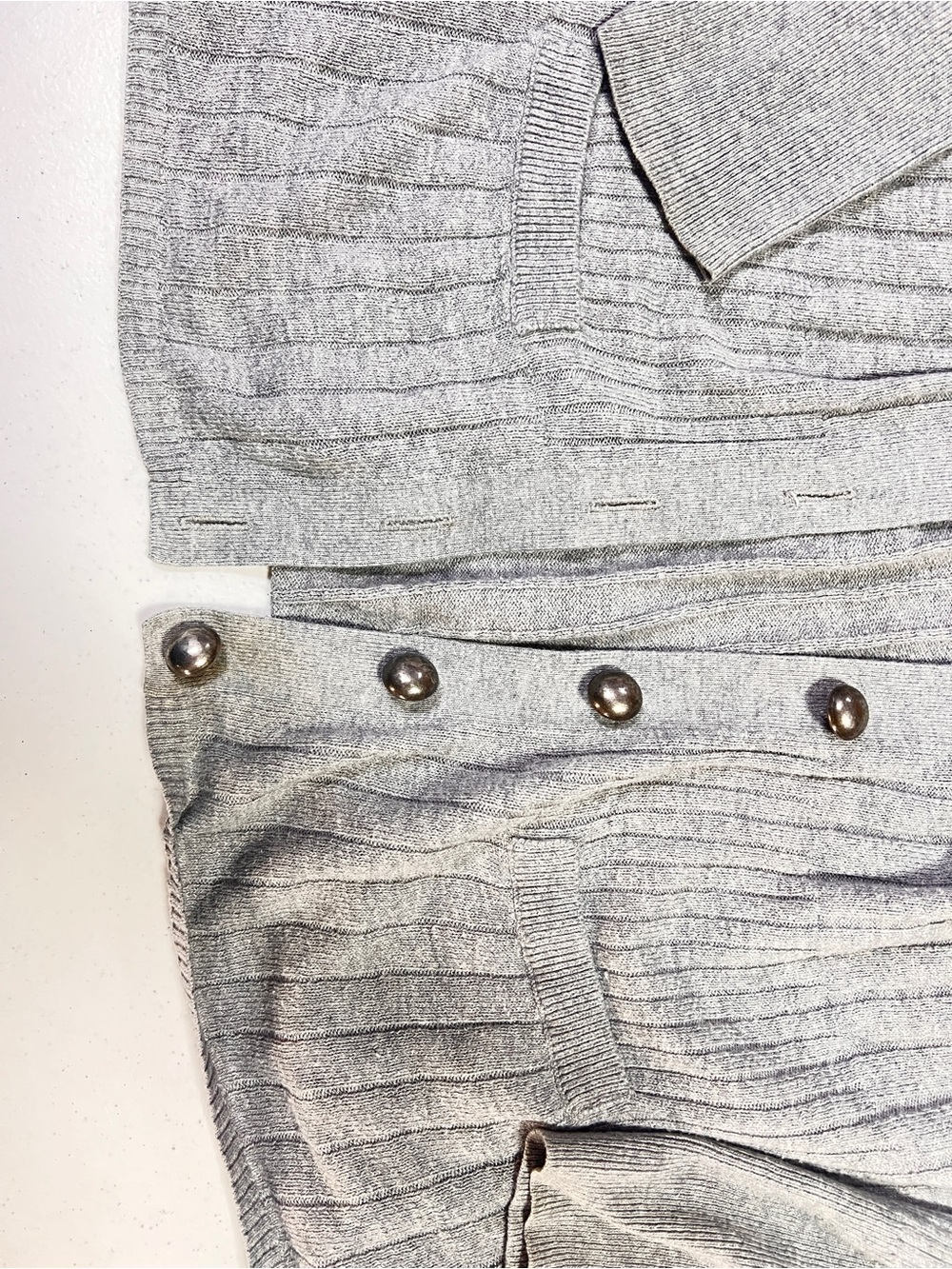 Worthington Light Gray Ribbed Button-Front Cardigan - Picture 7 of 9
